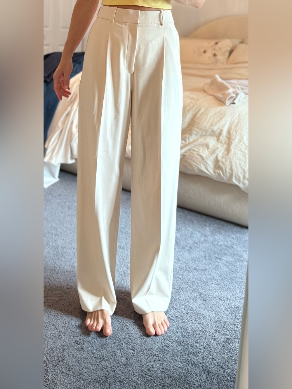 Men's Wide-Leg Dress Pants in Cream